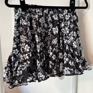 Floral Black and White Skirt